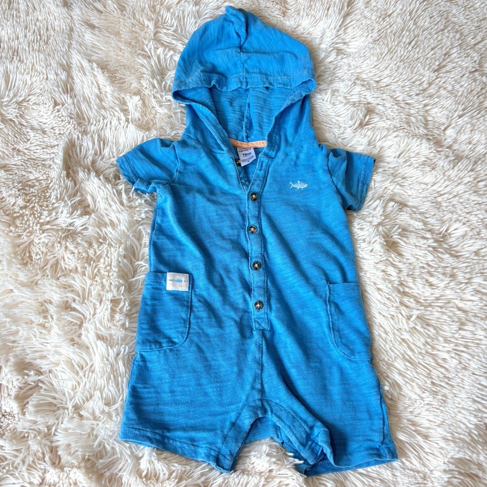 Carter’s Blue Shark Hooded Romper 18months
